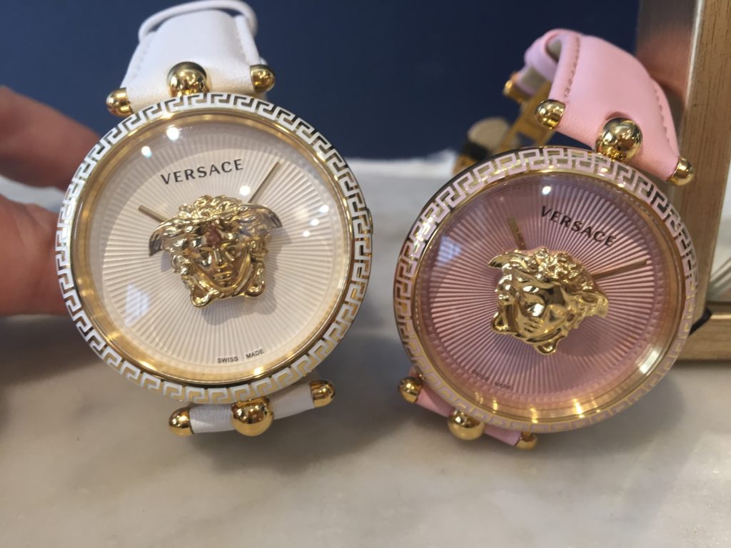The 39mm Versace Palazzo Empire watches are offered in three colors. 
