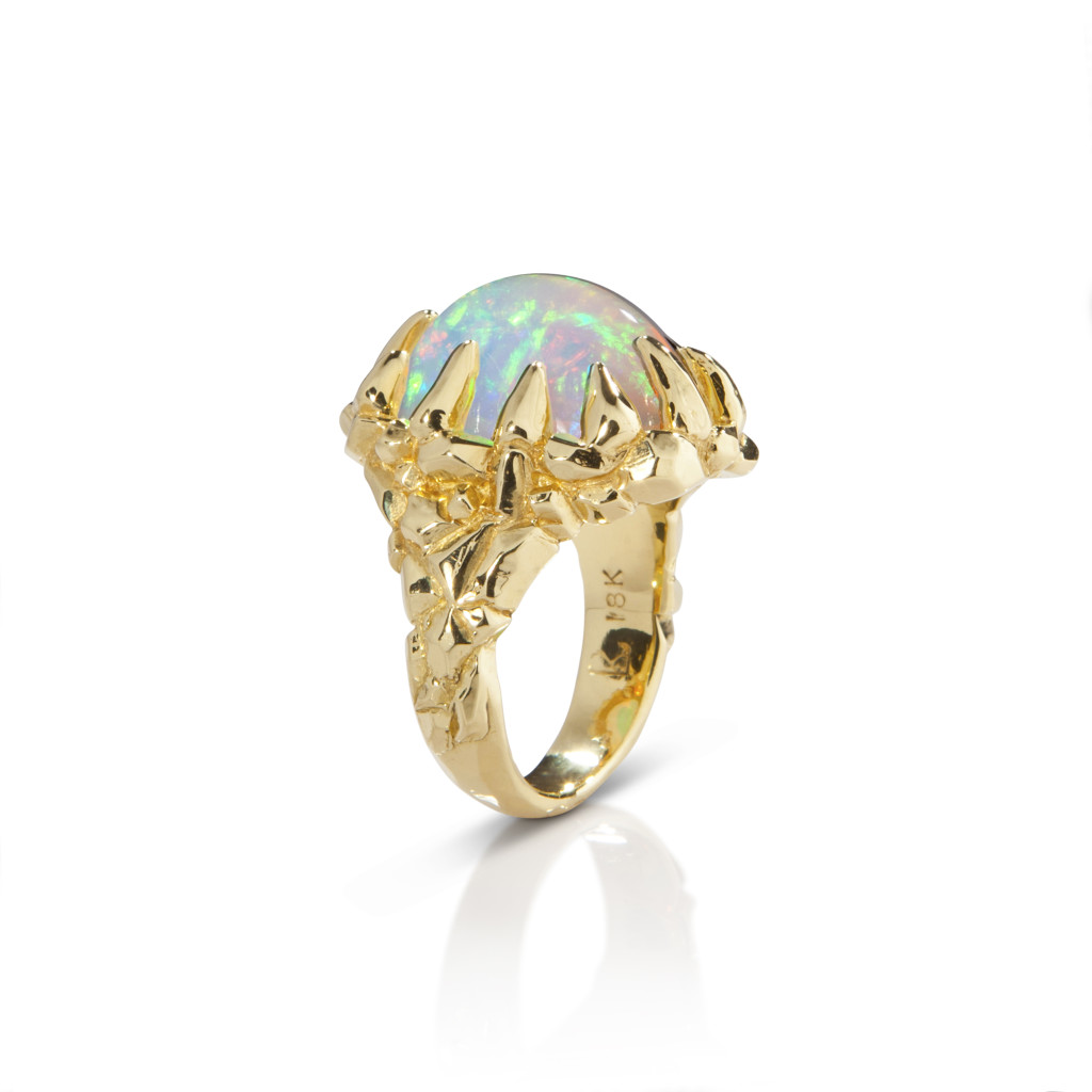 Lisa Kim Aurora Borealis ring with Ethiopian opal